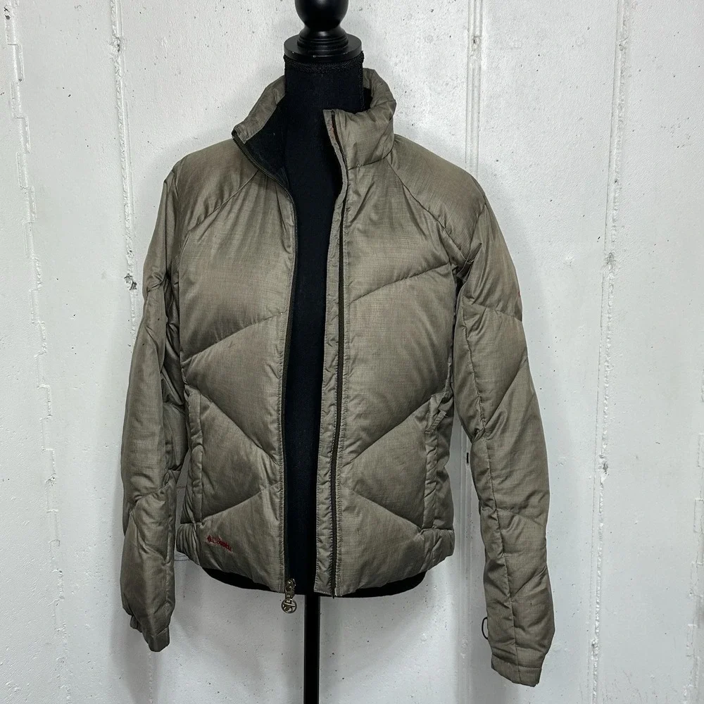 Columbia  Puffer Jacket Womens M Titanium Tech Down Insulated Interchange Bronze